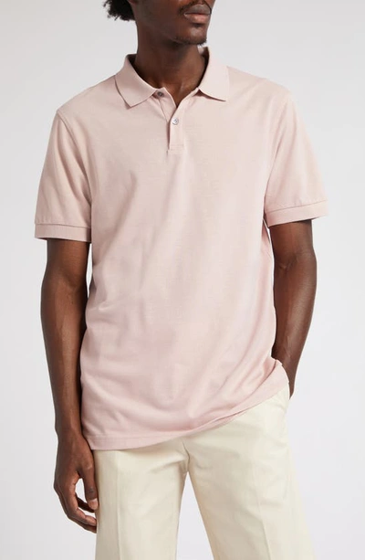Shop Sunspel Solid Piqué Polo In Shell Pink