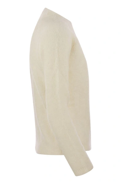 Shop Max Mara Studio Fify - Crew-neck Sweater In Wool Blend In White