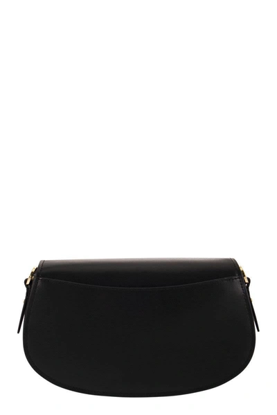 Shop Michael Kors Mila - Medium Leather Messenger Bag In Black