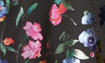 Truly Me Kids' Metallic Floral Flutter Sleeve Fit & Flare Dress In Black Multi