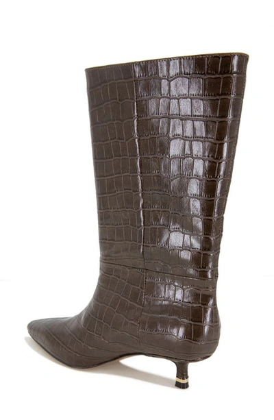 Shop Kenneth Cole Meryl Pointed Toe Boot In Dark Brown Croc
