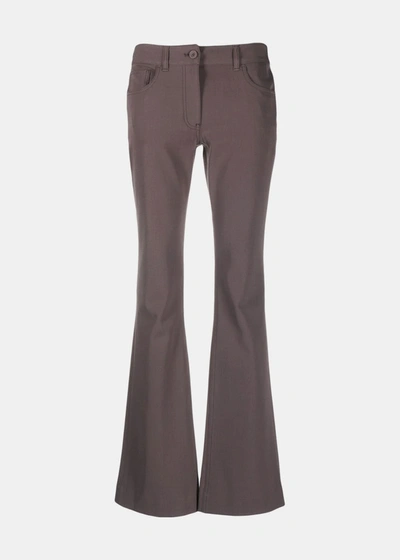 Shop Acne Studios Dove Purple Low-rise Flared Trousers