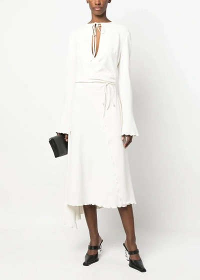 Shop Acne Studios White Asymmetric Wrap Dress In Dusty White
