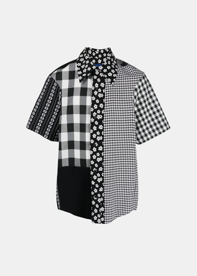 Shop Ader Error Black Mix-print Short-sleeved Shirt