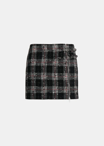 Shop Alessandra Rich Black Checked Lurex Mini Skirt In Balck