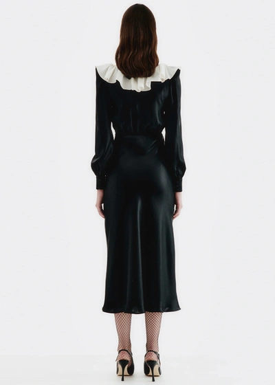 Shop Alessandra Rich Black Laminated Silk Dress