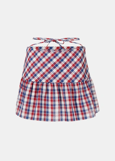 Shop Alessandra Rich Blue/red Checked Mini Skirt In Blue-red