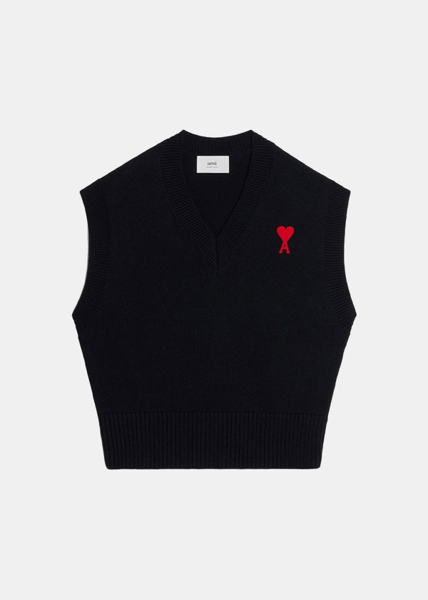 AMI Paris V-neck wool cardigan - Black