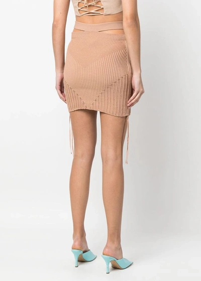 Shop Andreädamo Andreadamo Beige Ribbed Knit Mini Skirt In Nude