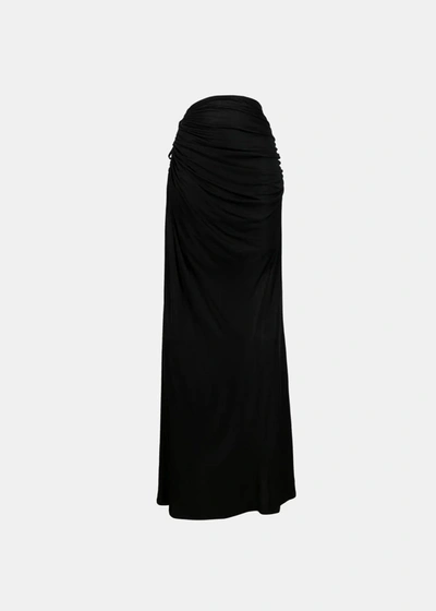 Shop Andreädamo Andreadamo Black Draped Jersey Long Skirt