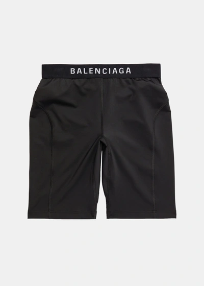 Shop Balenciaga Black Athletic Cycling Shorts In Black/white