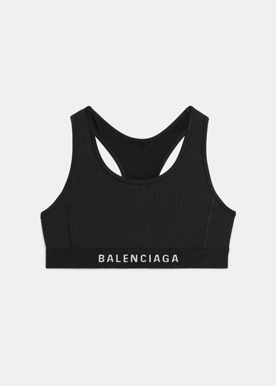 Shop Balenciaga Black Athletic Sporty Bra In Black/white