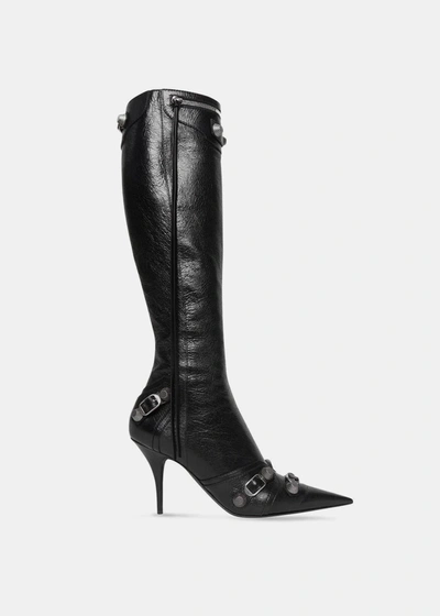 Shop Balenciaga Black Cagole 90mm Boot In Black/pallad Inv