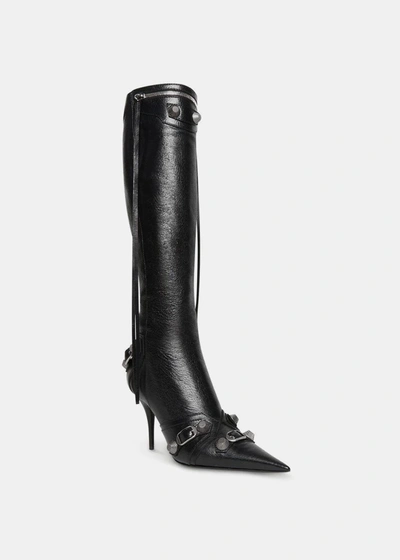 Shop Balenciaga Black Cagole 90mm Boot In Black/pallad Inv