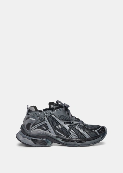 Shop Balenciaga Grey Runner Low-top Sneakers In Dark Grey/black