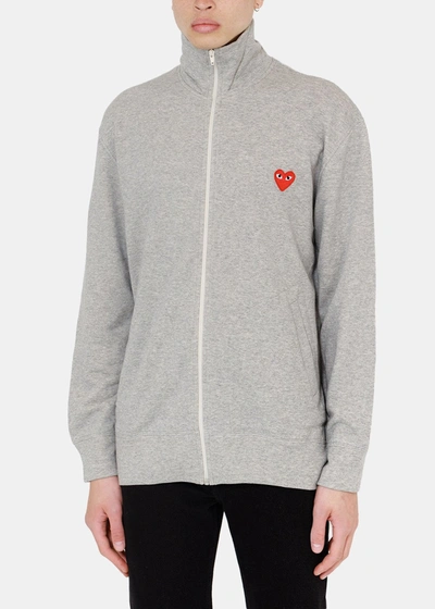 Shop Comme Des Gar?ons Play Comme Des Garcons Play Grey & Red Multi Hearts Track Jacket