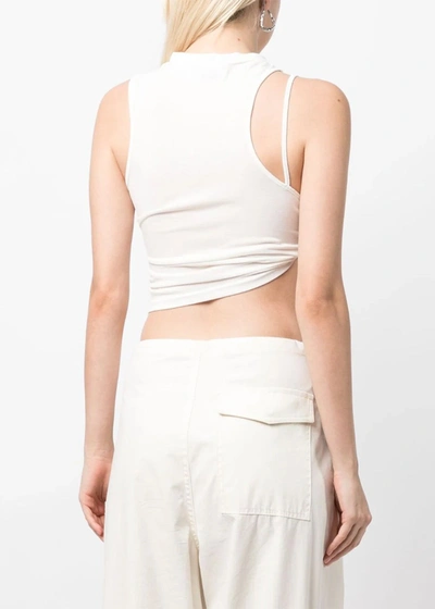 Shop Hyein Seo White Twisted Crop Top In Ivory