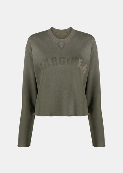 Shop Maison Margiela Olive Logo-patch Sweatshirt