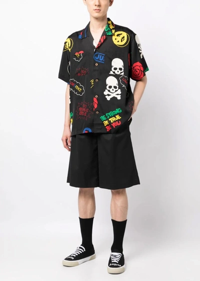 Shop Mastermind Japan Black/multi All Over Logo Short-sleeve Shirt