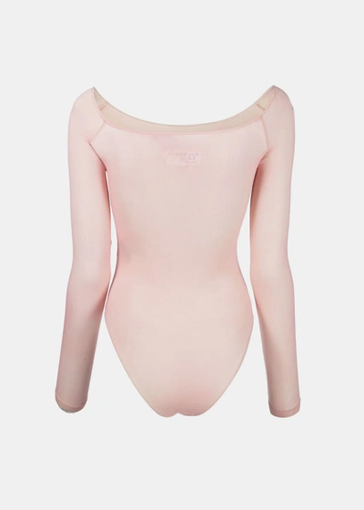 Shop Mm6 Maison Margiela Pink Semi-sheer Bodysuit