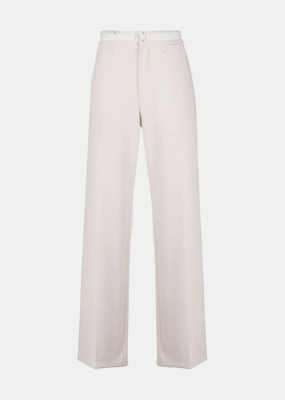 Shop Mm6 Maison Margiela White Straight-leg Trousers In Ivory