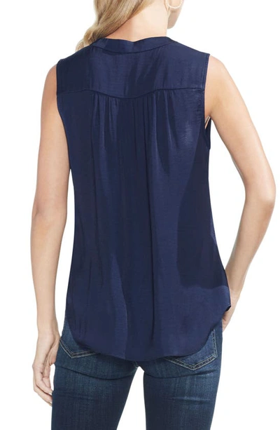 Shop Vince Camuto Rumpled Satin Blouse In Classic Navy