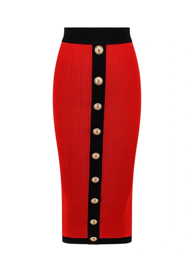 Shop Balmain Skirt In Red