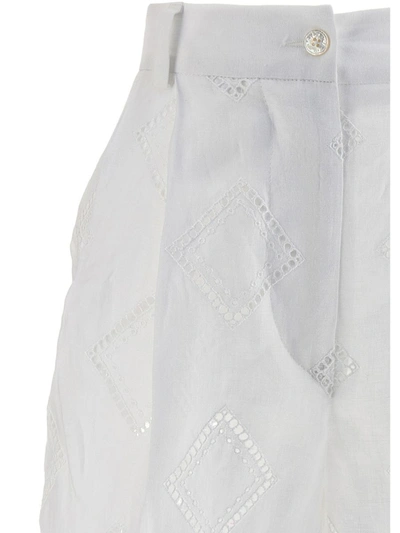 Kiton Embroidered Linen Bermuda Shorts Bermuda And Short White In White
