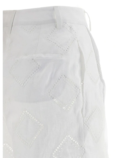 Kiton Embroidered Linen Bermuda Shorts Bermuda And Short White In White