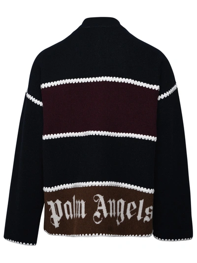 Shop Palm Angels Blue Wool Blend Sweater Man