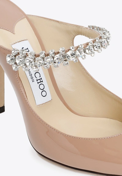 Jimmy Choo Womens Ballet Pink Bing 100 Crystal-embellished Patent-leather Heeled Mules In Pink