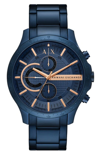Shop Ax Armani Exchange Chronograph Bracelet Watch, 46mm In Blue