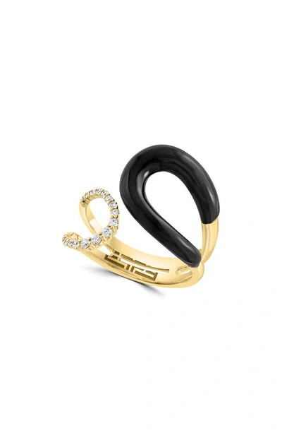 Shop Effy 14k Gold Onyx & Diamond Ring In Black