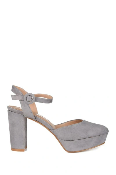 Journee Collection Womens Roslynn Almond Toe High Block Heel Pumps In Grey