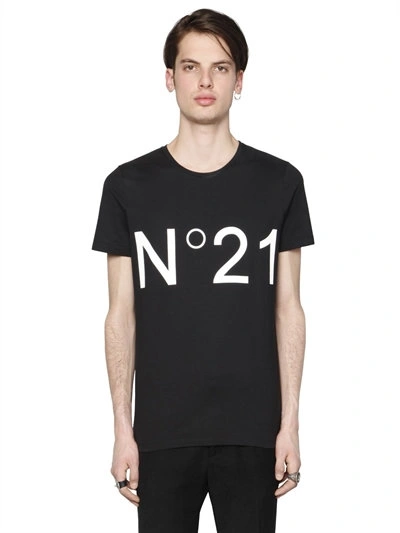 Shop N°21 Logo Printed Cotton Jersey T-shirt, Black/white