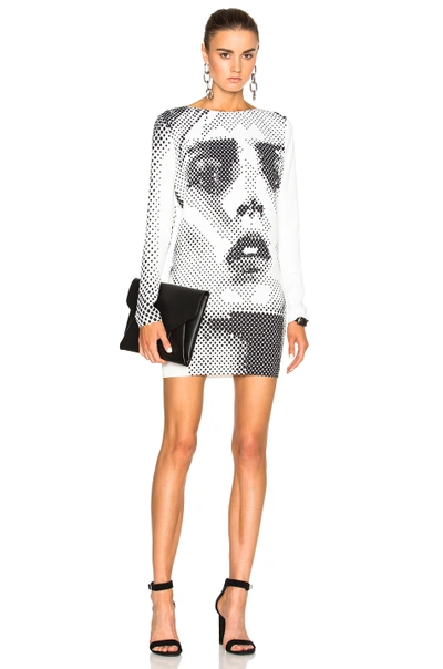 Shop Anthony Vaccarello Anja Print Sweatshirt Dress In White & Grey