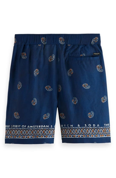 Shop Scotch & Soda Paisley Relaxed Fit Drawstring Shorts In Night Spaced Paisley