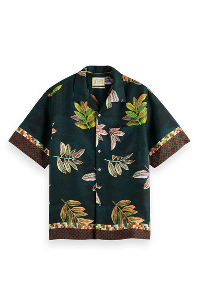 Shop Scotch & Soda Slim Fit Short Sleeve Camp Shirt In 6496-vinyl Festival Flower