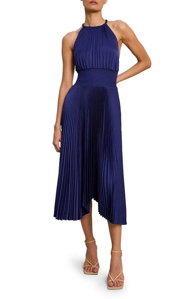 Shop A.l.c Renzo Pleated Midi Dress In Riviera