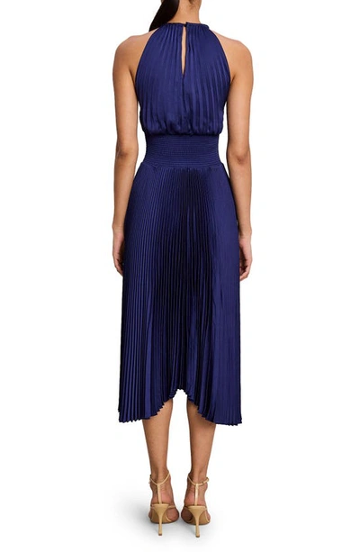 A.l.c Renzo Ii Satin Pleated High-neck Midi Dress In Riviera