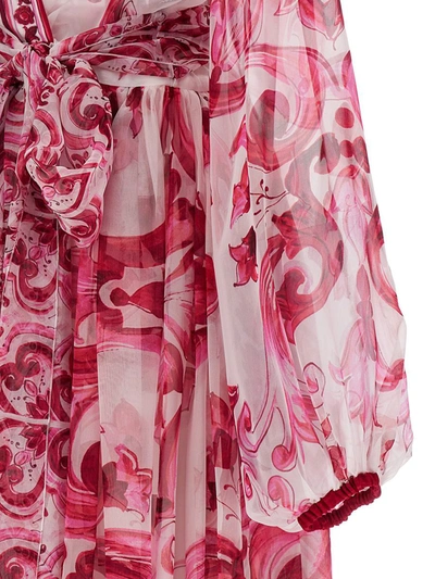 Shop Dolce & Gabbana Maiolica Dress In Fuchsia
