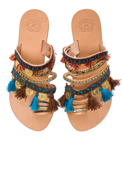 Shop Elina Linardaki Leather Marrakech Sandals In Neutrals, Blue. In Multi