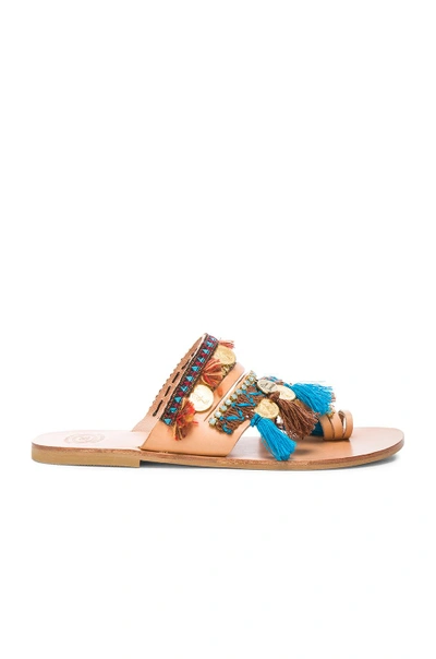 Shop Elina Linardaki Leather Marrakech Sandals In Neutrals, Blue. In Multi