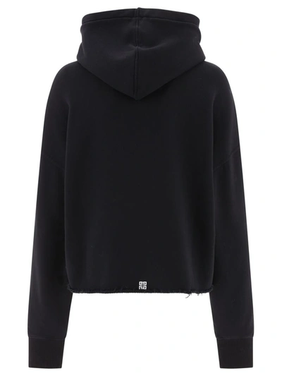Givenchy Cropped Black Hoodie With Signature Logo In Black