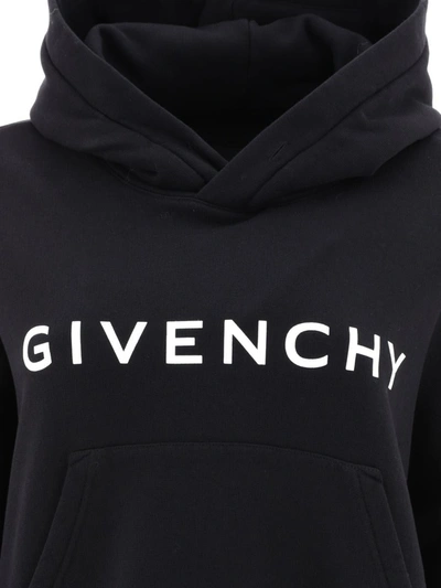Givenchy Cropped Black Hoodie With Signature Logo In Black