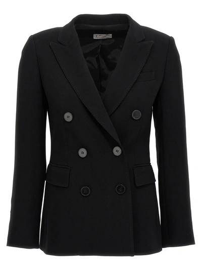 Shop Alberto Biani Cady Double-breasted Blazer In Black