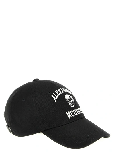 Alexander Mcqueen Embroidered Cotton-twill Baseball Cap In White/black