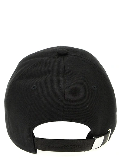Alexander Mcqueen Embroidered Cotton-twill Baseball Cap In White/black