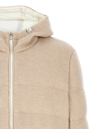 Shop Brunello Cucinelli Cachemire Down Jacket In Beige