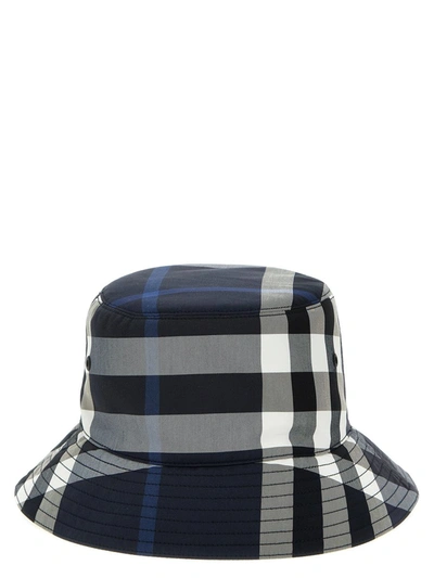 Shop Burberry Bucket Hat Check In Blue